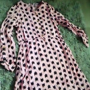 Mia Chica pink girls dress with black kitty design size 12
